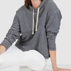 EVERLANE Striped Cropped Hoodie Sweatshirt Cotton Pullover